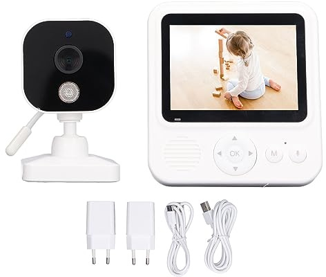 Keenso 2,8-Zoll-Babyphone mit Kamera, Nachtsicht, 2-Wege-Gespräch, Drahtloser Übertragung, Temperaturüberwachung für Babys (EU-Stecker)