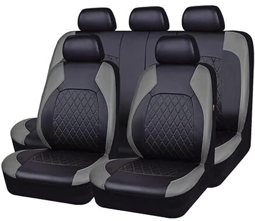 ESUKAR Auto Sitzbezüge Sets für Ford Fiesta’09 MK7 2011 2012 2013 2014 2015 2016 2017, 9 Stück Allwetter rutschfest Wasserdicht Atmungsaktiv Schonbezug Set Sitzkissenschutz,Grey_A