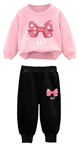Choomomo Ensemble de Sport Enfant Fille Polaire Chaud Sweatshirt à Capuche & Pantalon Sportswear Tenue de Sport Hiver Survêtement 2-10 Ans Rose E 5-6 ans