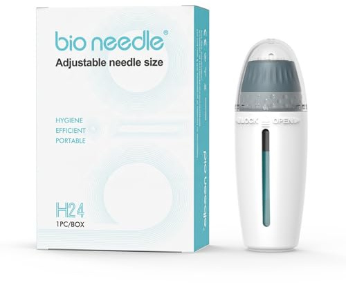 Hydra Needle 24 Derma Stamp, Verstellbare Mikronadel-Pinlänge 0~1.5mm, 24 Pins Serum-Applikator Derma Pen für Anti-Aging, Stimulierung des Haar- und Bartwachstums, Aufhellung des Hauttons
