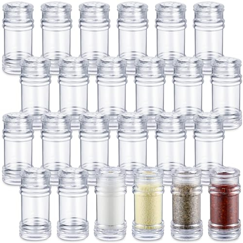 Foldtier 24 Pcs Plastic Salt and Pepper Shakers Clear Empty, White, 4 oz