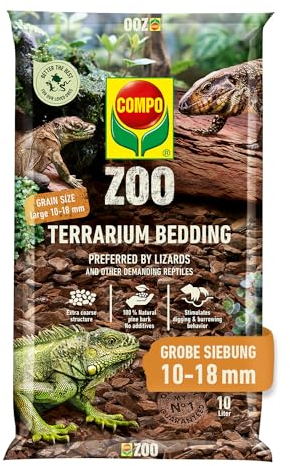 COMPO Zoo Terrarien-Substrat für große Echsen und andere anspruchsvolle Reptilien - natürliche Pinienrinde - grobe Körnung 10-18 mm - 10 Liter, Braun