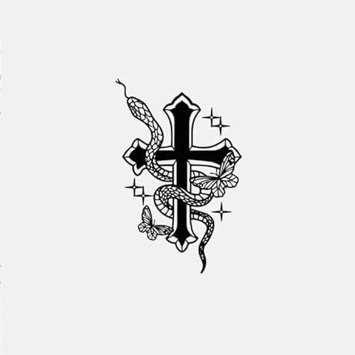 3 Stück Schlangen- Und Kreuz-Kräuter-Tattoo-Aufkleber, Semipermanente, Wasserfeste, Langlebige Saft-Tattoo-Aufkleber
