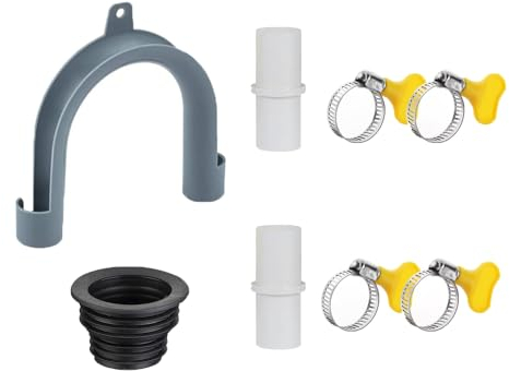 UtySty 8 Pack Washing Machine Drain Hose Holder Hook with Drain Pipe Silicone Seal Plug Connectors Laundry Tub Hose Guide Clip for Portable Washer Drain Hose Extension Dishwasher High Loop Drainage
