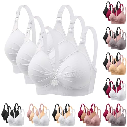 DMATAP 3er Pack BHS Damen Ohne Bügel Push Up BH Set Frauen Grosse Grössen Klassische BH mit verstellbarem Weich Atmungsaktiver Bequem BHS Set Bustier für Alltag Fitness Sport Outdoor