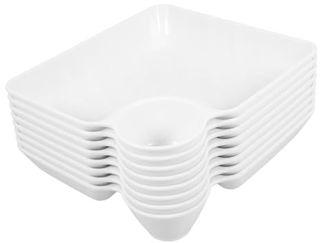 Amosfun Juego De 8 Platos Para Servir Patatas Fritas Y Salsas Plato Dividido Para Bola De Con Soporte Para Salsa Patatas Fritas Pequeñas De Plástico Y Plato Para Servir Salsa Bandeja