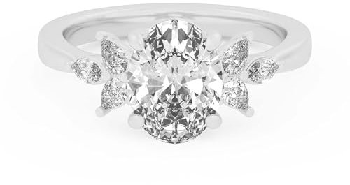 Molioaki Verlobungsring Damen 9K/14K/18K Gold Eheringe Frauen Ringe 1.38-3.38 ct 5A Zirkonia/Moissanit Personalisierte Individuelle Gravur Ring-OVAL