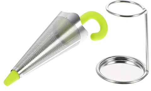 FUNOMOCYA Stainless Steel Tea Infuser Strainer Large Fine Mesh Umbrella Shape Silicone Handle Green Reusable Tea Filter for Brewing at Home