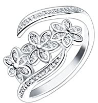 HAODUOO Versprechensringe for Sie_ Ring RingPromise Verstellbarer Schmuckring for Frauen Blumenverlobungsringe for Freundin
