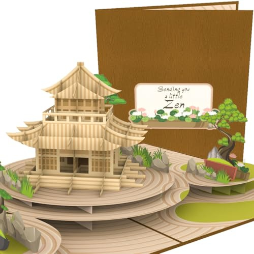 PopLife® Biglietto pop-up 3D giapponese con giardino zen – Sending you a little zen Thank You Card, Get Well, festa della mamma, San Valentino, simpatia, sorpresa per un giardiniere, per mamma, papà,