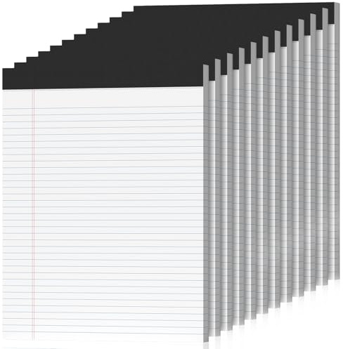 12 Pack Legal Pads 8.5 x 11 College Ruled 600 Sheets Note Pads 8.5 x 11 Inch Notepads Perforated Writing Pads 8.5 x 11 Pads of Paper Lined White Paper, 50 Sheets per Notepad for Home, Office, School