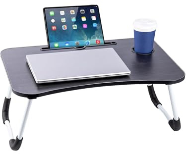 CROWNSHOP Laptop Table, 60 X 40 X 28cm Bed Table, lap table bed desk