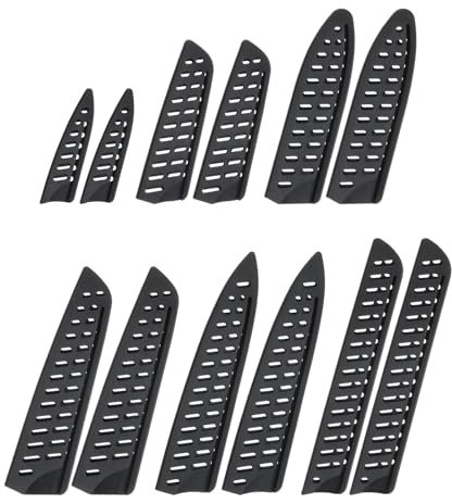 sourcing map Messerabdeckungshülsen, 6 Größen, PP-Messer, Kantenschutz, Klingenschutz, Universal-Messerscheide für Küche, Schwarz, 6 Stück