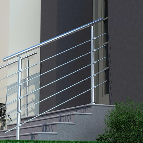 Handrails for Outdoor&Indoor, 120x106cm Length Stair Hand Rail Kit, Transitional Stainless Steel Railings with Installation Kit