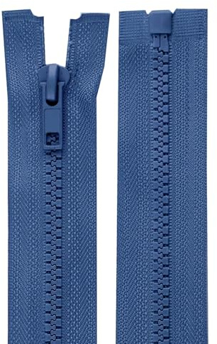 cyclingcolors 2x Cerniera Lampo n. 5 30 cm Chiusure Cursore Tirante Zip Poliestere Abbagliamento Arredamento Cucito Giacche, Blu Jeans Scuro
