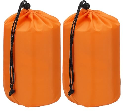 PATIKIL Saker säck, 2 st 23 x 43 cm vattentät utomhus förvaringsväska bärbar dragsko dammklaffväska lätt sovsäck för camping vandring resor, orange