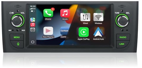Autoradio per Fiat Punto 2005-2009 Fiat Linea 2007-2011 Stereo Soporta Wireless CarPlay Android Auto 6.1 Pollici Schermo