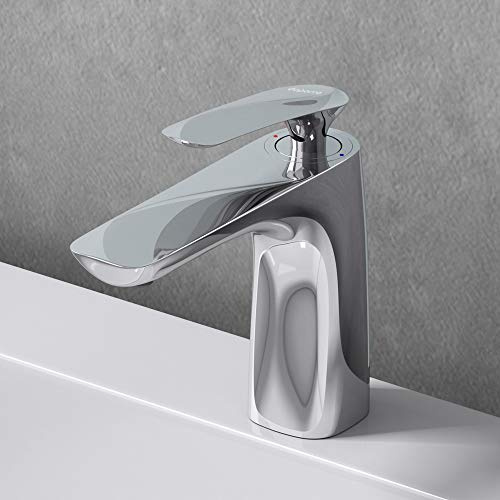 Mai & Mai Armatur Wasserhahn Bad Silber Chrom Einhebelmischer 16.5 cm | Badarmatur Waschbeckenarmatur aus Messing, Einhebelbedienung DIN-Anschlüsse, WAM-7201