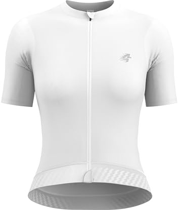 LAMEDA Cycling Jersey Women, Breathable Bike Shirts for Women Biking Tops with Pockets, Bicycle Clothing for Road Riding Pure White