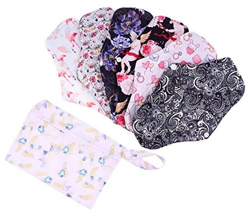 minkissy 7pièces Serviettes Hygiéniques Lavables Pour Femmes Tapis Allaitement Réutilisable Lot Pochette De Rangement