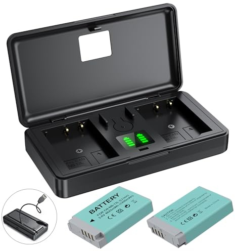 NB-13L Battery(2 Pack) and Charger(2CH) Set,Camera Accessories for Canon G9X,G5X,G1X G7X Mark II/III,SX620/SX720/SX730/SX740 HS, EOS M10/M100/M6,Replacement Rechargeable Lithium Ion Batteries Case