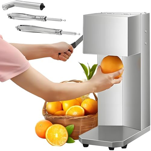 MObyat Exprimidor Eléctrico Naranjas, Exprimidor Comercial Cítricos Acero Inoxidable con 2 Cuchillas Y 1 Cavador Agujeros, Liberación Rápida del Zumo En 3 Segundos, Extraíble para Su Limpieza