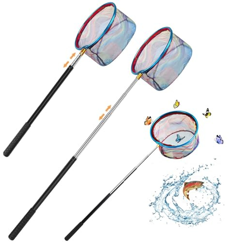 2 pcs Teleskop Kinder Länge von 66 cm auf 145 cm Kescher Im Freien Schmetterling Net Kinder Klein Fangnetz,Fischernetz Kinder Geeignet für Insekten Fischen Angeln Teich Pool Garten Strand