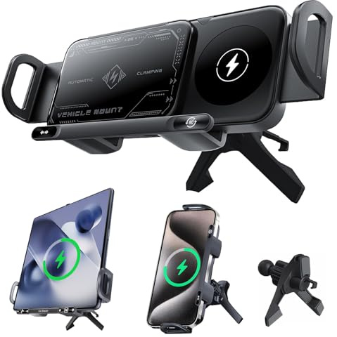 OBEST Chargeur sans fil pour voiture avec capteurs de gravité, 15 W/10 W/7,5 W, compatible avec les téléphones portables qui peuvent être rechargés sans fil