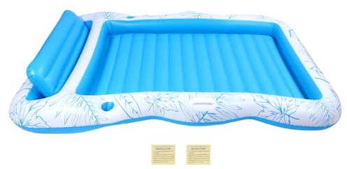 Inflatable Tanning Pool Lounger,Summer Pool Inflatables for Adults With Pillow,PVC Thickened Beach Sun Tanning Float,Two Person Size for Beaches Swimming Pools 81.9 X 53.9in