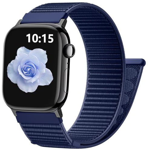 CeMiKa Nylon Loop Strap Compatible with Apple Watch 40mm 42mm 41mm 38mm | Nylon Sport Soft Breathable Band for iWatch SE Series 11 10 9 8 7 6 5 4 3 2 1 SE3, Men Women, Blue