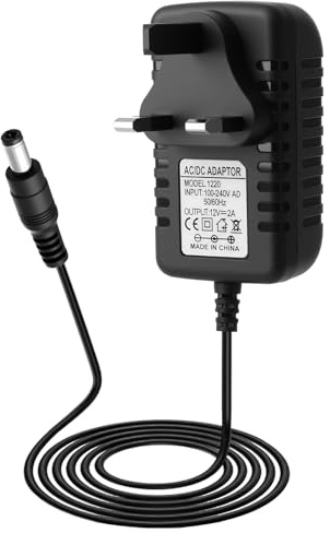 12V 2A Power Adapter Supply AC 100-240V to DC 12V Universal UK Converter Driver Transformer with 1M Cable Plug 5.5mm x 2.1mm for CCTV Camera Monitor DVR NVR LED Light Strip Router Audio Video