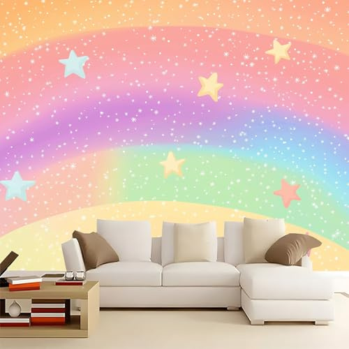 Wallpaper Murals Rainbow Stars 300x210 cm Modern Art HD Poster Mural 3D Photo Wallpaper, Living Room Bedroom Home Office Backdrop Wall Decor