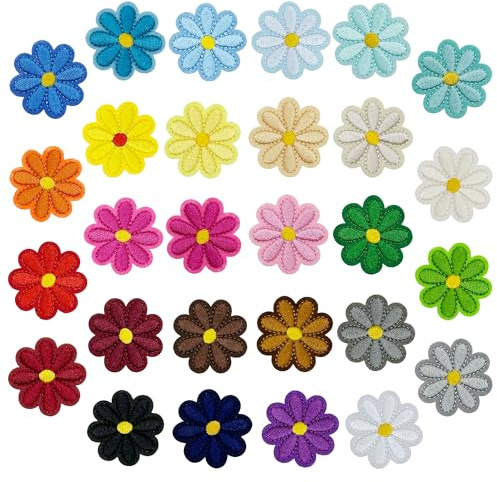 Allazone Blumen Applikationen, Blume Patches zum Aufbügeln, Flicken Patches für Hut Jeans Jacken Rucksäcke DIY Zubehör, 28 Stück