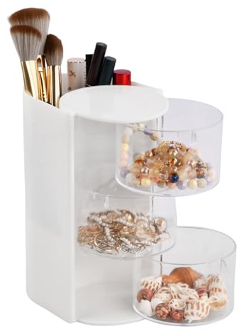 Organizzatore per Accessori per Capelli, Scatola Portaoggetti per Cosmetici Girevole, Scatola Organizer Fermagli per Capelli a 3 Strati, Organizzatore Cosmetico Rotabile, per Collana Bracciale Anello