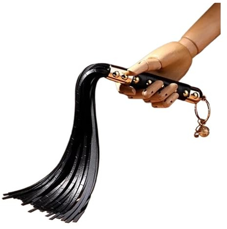 Generico Frusta for Cavalli in Pelle PU da 42 cm, Frusta in Pelle Scamosciata Fatta a Mano con Ciondolo a Campana, Strumento for l'addestramento dei Cavalli