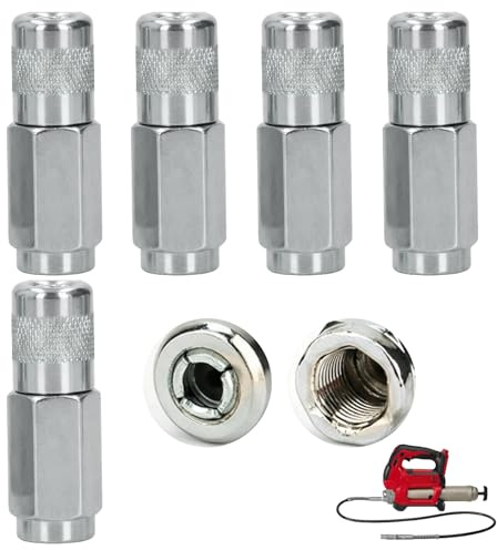 YUZHEDM 5 Stück Fettpresse Mundstück Schmiernippel Adapter Fettpresse 4 Backen Hydraulik Mundstück für Industrieausrüstung Autoreparatur Haushaltsgeräte für Standard M6/M8/M10/M12/M14