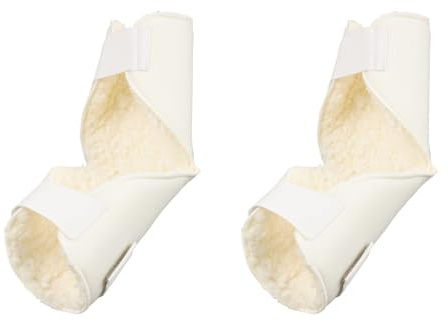 Fukaisu 2pz Protezione per il Gomito, Gomitiere Morbide con Cinturino Protezione Gomiti in Pelle di Pecora per Anziani e Adulti (Beige)