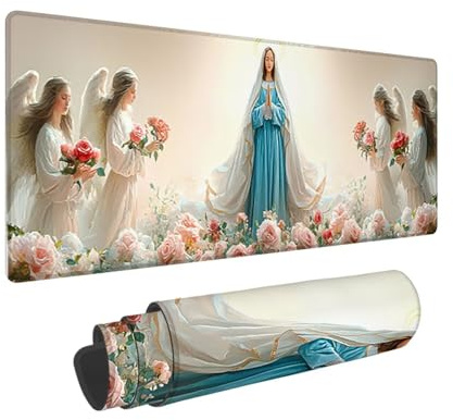 Tapis de Souris de Jeu, 800 x 300 mm XXL Tapis Souris Gaming Grand, Antidérapant Étanche, iExtended Long Clavier Mouse Pad XXL, Accessoire Bureau, pour Gamer, Ordinateur, PC (Vierge Femme) i-743