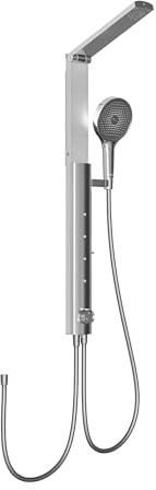 HOROW RainFlexi S1 Regendusche ohne Armatur Platzsparend Duschpaneel | Duschsystem Massage mit Großem Duschkopf, Klappbares Höhenverstellbares Duschset Hitzebeständiger Schlauch Chrom
