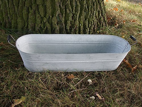 deko-impression Zinkzuber, Zinkwanne, Pflanztopf, Zinkbottich, Blumentopf, Pflanzschale 56 cm
