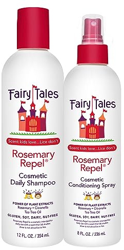 Fairy Tales Rosemary Repel Daily Kids Shampoo, 12 fl oz. & Conditioning Spray, 8 fl oz. Duo– Kids Like the Smell, Lice Do Not