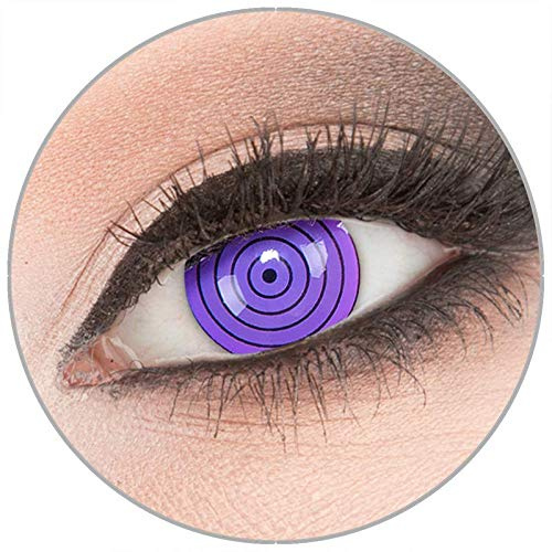 Farbige 'Violet Rinnegan' Kontaktlinsen von 'Evil Lens' zu Fasching Karneval Halloween 1 Paar violette Crazy Fun Kontaktlinsen mit Behälter in Topqualität ohne Stärke
