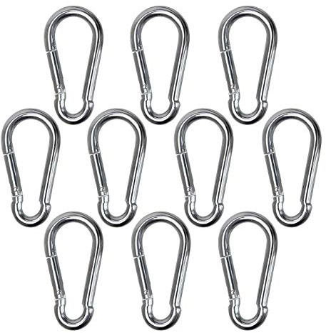 BB Sport 10 Karabinerhaken 70 x 7 mm Karabiner Max. Belastbar 180 KG - DIN5299 Feuerwehrkarabiner Set Stahl Galvanisch Verzinkt Stark