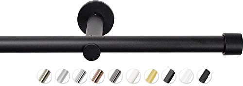 Rollmayer elegant und modern metall Schwarz Matt Vorhangstange/Gardinenstange Ø 19mm Rohr (120cm Crux, im Schwarz Matt, 1-läufig) verschiedene Größen und Endstücken. Ohne Ringe!