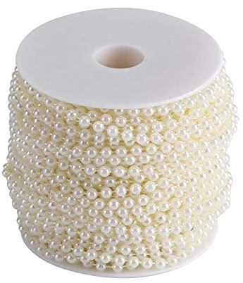 Regun Perle Vorhänge, 30m/Rolle 5mm künstliche Perle DIY dekorative Perle Vorhänge für Hochzeiten/Feiertagsfeiern in beige