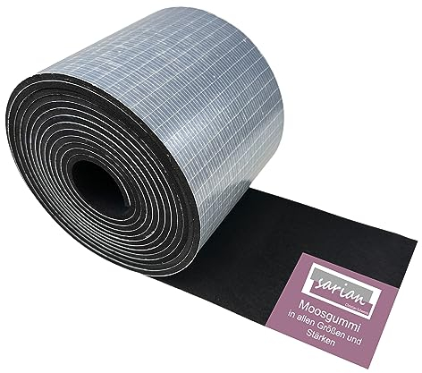 sarian Moosgummi Dichtband EPDM Rolle Gummidichtung Meterware bis 10m einseitig Klebeschicht viele Größen Dichtungsband Zellkautschuk (Moos-Länge: 6m, BxS: 60mm x 10mm)