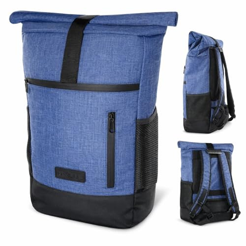 invilus ® Rucksack Damen & Herren – Rolltop Backpack mit Laptopfach 15 Zoll – Ultraleichter Tagesrucksack für Uni, Arbeit & Fahrrad – Großer Reiserucksack - Wasserabweisend
