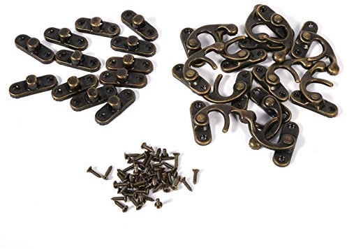 Cikonielf Schmuckschatulle Riegel Haspel, 12 Stück Antike Dekorative Schmuck Wein Holzschachtel Haspel Riegel Haken mit Schrauben(Dunkle Bronze2)