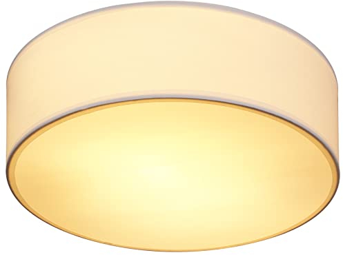 MONZANA® Lámpara Colgante de Techo Ø30cm Pantalla de Tela Blanca Aplique de Luz Redondo 40W Casquillo E27