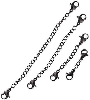 HOMSFOU Halskette Extender 6 Stücke Edelstahl Halskette Armband Fußkettchen Verlängerungsketten mit Hummerscheren DIY Handwerk Schmuck Fundungen Zubehör SUBEN Schwarz